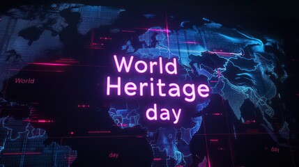 world map with World Heritage Day sign