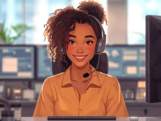 Customer Service Rep Talking AI Illustration