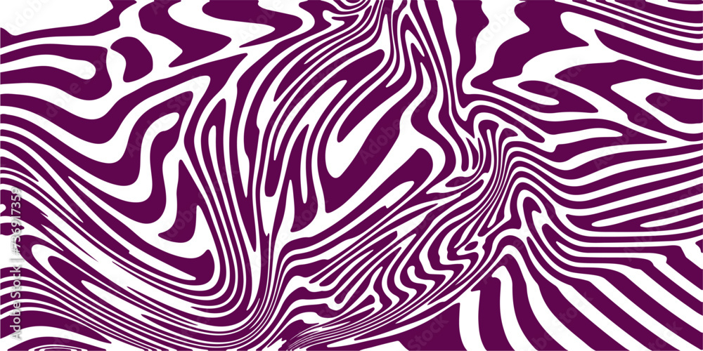 Aufkleber glitched distorted abstract monochrome geometric background with curved lines, optical art style pat