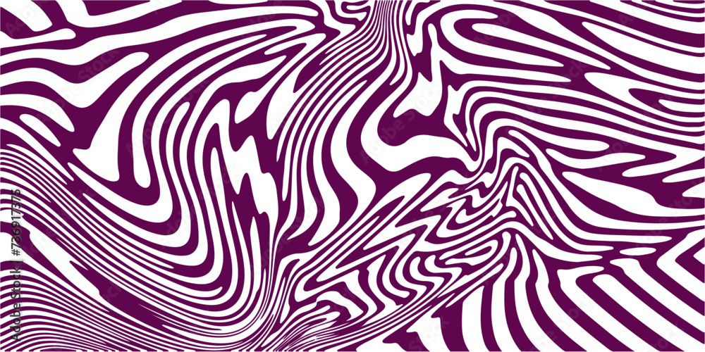 Aufkleber Glitched distorted abstract monochrome geometric background with curved lines, optical art style pattern. 
