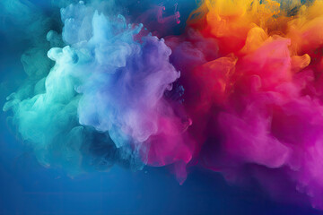colorfull background of smoke, holy powder. mixed rainbow powder. concept of make-up, decorative cosmetics - obrazy, fototapety, plakaty