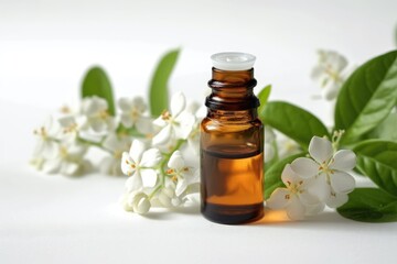 Essential oil of Jasmine isolated on white background