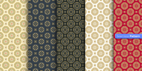 Chinese Japanese style geometric pattern. colors background. contemporary art. symmetric. minimal style. For wallpaper, wrapper, textiles, fabric, clothes, souvenirs, surface. Seamless pattern vector.