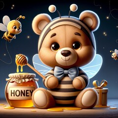 3D Teddy Bear and Honey Bee.