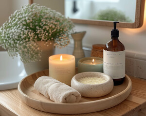 Fototapeta na wymiar Relaxing spa day at home essentials