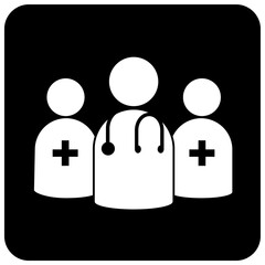 Staff only. Medical Industry icon. black and white flat vector illustration.