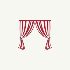 red curtain logo design vector template