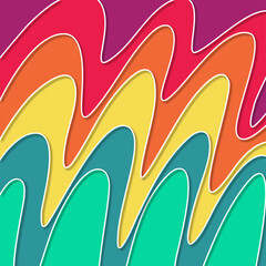 Colorful rainbow abstract pattern with waves shapes template background design for social media platform.