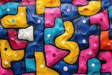 Close-Up of Colorful Wall With Painted Letters, seamless pattern