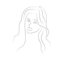 Line art woman face drawing