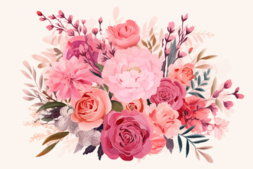 a bouquet of pink flowers on a white background