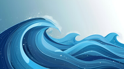 Abstract ocean wave generative background in blue,Blue gradient dynamic water abstract background hypnotic blurred blue fluid  - obrazy, fototapety, plakaty