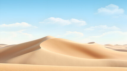 Desert sand dunes with blue sky background. 3d render