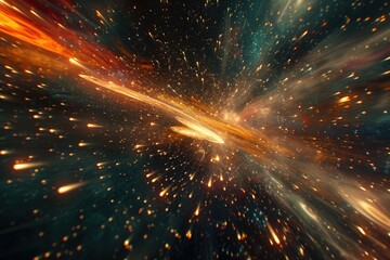 Light speed, hyperspace, space warp background. colorful streaks of light gathering towards the event horizon