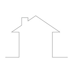 Fototapeta na wymiar Continuous single one line sketch drawing of house real estate modern building icon hand drawn vector illustration