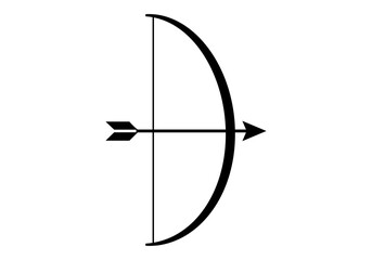 Icono negro de arco y flecha. 