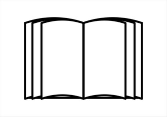 Icono negro de libro abierto y en blanco.