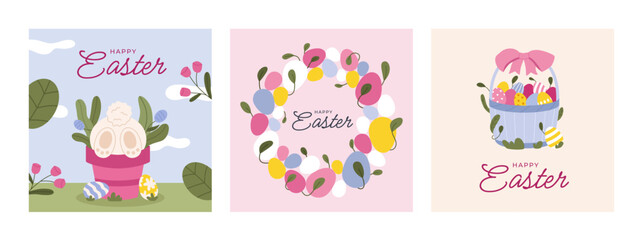 Fototapeta na wymiar Happy Easter Set of banners