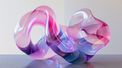 3d purple and pink glass sculpture