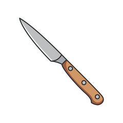 paring isolated on white background. Kitchen knife. Vector illustration.