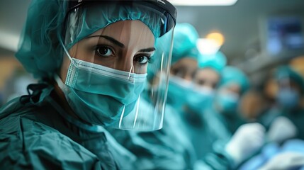 Surgeons perform surgery on a person in the operating room. Operative treatment