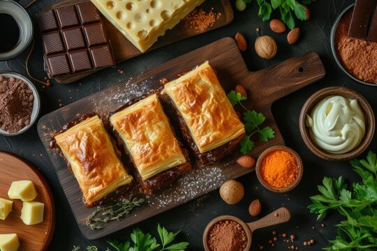 Martabak Manis (indonesian Food), Chocolate and Cheese, Flat Lay View