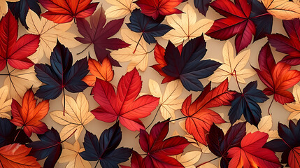 Fototapeta premium Autumn scenery, autumn scenery with falling maple leaves