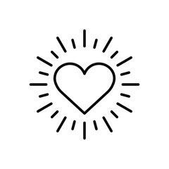 Hearts with shine icon vector illustration. Love burst on isolated background. Heart sunshine sign concept.