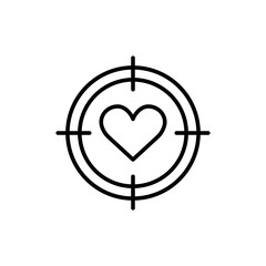 Heart target icon vector illustration. Dartboard on isolated background. Love dating concept.