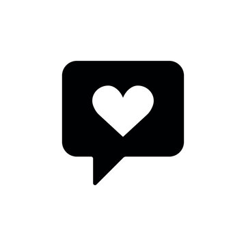 Love chat icon vector illustration. Heart in bubble on isolated background. Speech bubble concept.