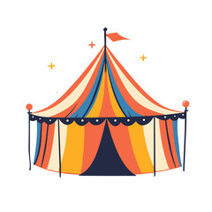 Stripes tent of circus for show and childish entertainment. Circus canopy performance. Vector cartoon ai isolated illustration - obrazy, fototapety, plakaty