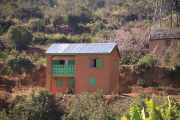 red brick wall farmhouse in rural Madagascar