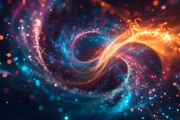 Deurstickers Galactic Spiral: A luminous fractal design swirling through the cosmos, blending elements of light. © javu