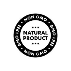 Fototapeta premium Non GMO sticker, emblem or label. Organic product. Vector icon. GMO free