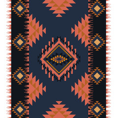 Embroidered cross-stitch ethnic fabric Geometric ornament ethnic pattern design. Use for fabric, textile, interior decoration elements, upholstery, and wrapping.