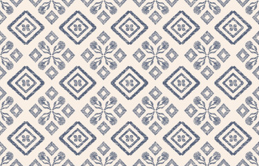 Floral seamless embroidery on white background.Ikat ethnic oriental pattern traditional. Ethnic pattern style. Design for ikat, blanket, fabric, clothing, carpet, textile, ethnic, batik, embroidery.