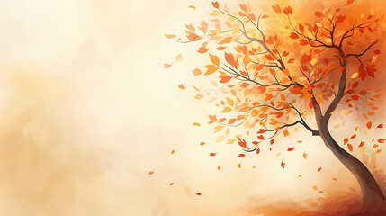 Autumn scenery, autumn scenery with falling maple leaves