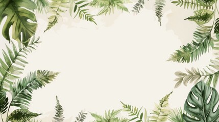 Lush tropical leaves are arranged on a white canvas, their intricate details highlighted against the simplicity of the background - obrazy, fototapety, plakaty