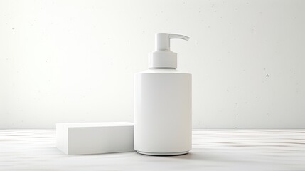 White blank model of serum and lotion, C4D render, on white platform, white blank background