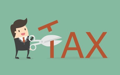 Businessman Character Cutting Tax