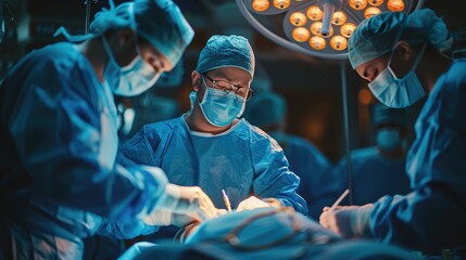 Surgeons perform surgery on a person in the operating room. Operative treatment