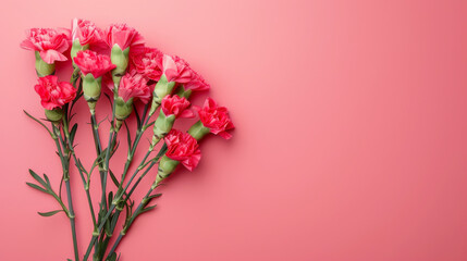 Elegant Carnation Flowers on a Vibrant Pink Background