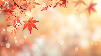 Autumn scenery, autumn scenery with falling maple leaves