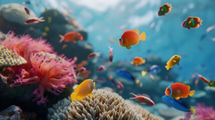 Fototapeta na wymiar Coral reef with colorful fish
