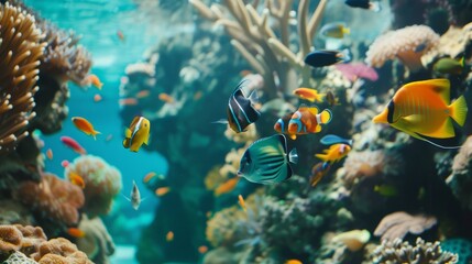 Fototapeta na wymiar Coral reef with colorful fish