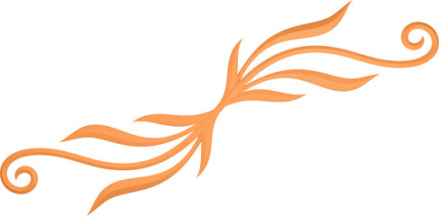 3D rendering of a curved branch with leaves of different sizes on a transparent background