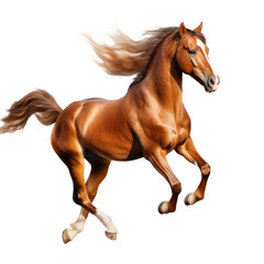 Elegant horse in running pose on transparent background