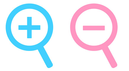 Obraz premium 水色とピンク｜拡大と縮小の虫眼鏡アイコン