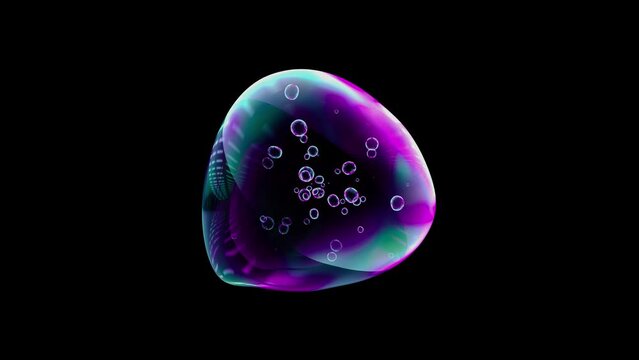 Water element background. Movement of air bubbles and RGB light on Black background. Animation seamless loop. 3d render.	
