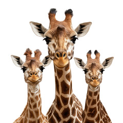 Family of giraffes on transparent background. PNG 